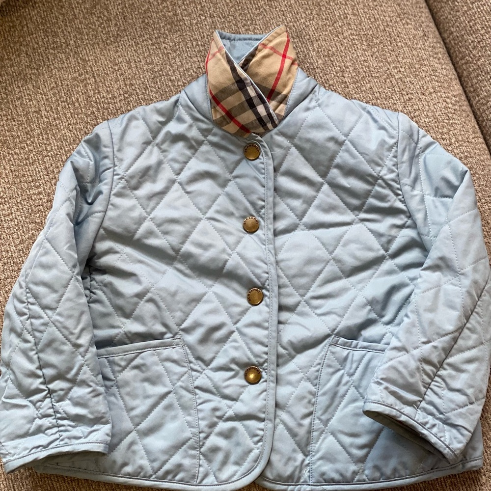 Burberry Quilted Jacket 18-24months baby blue color in EUC